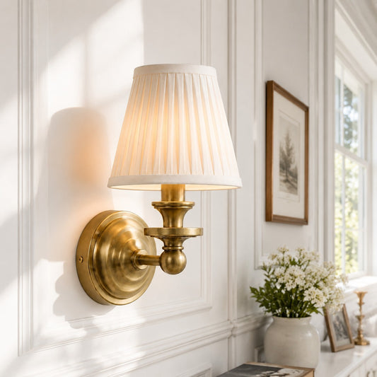 Ashby Vintage Linen Shade Wall Light