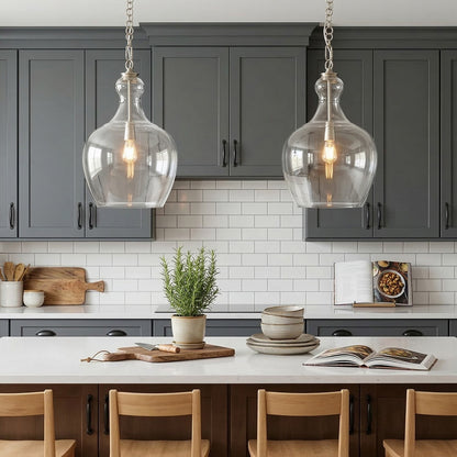 Yates Industrial Clear Glass Pendant Light