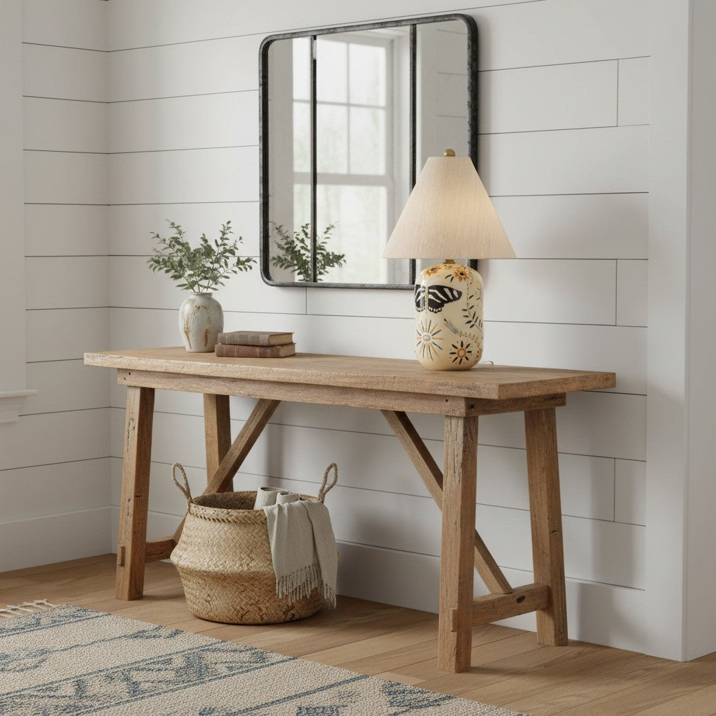 Thalira Vintage Ceramic Linen Table Lamp