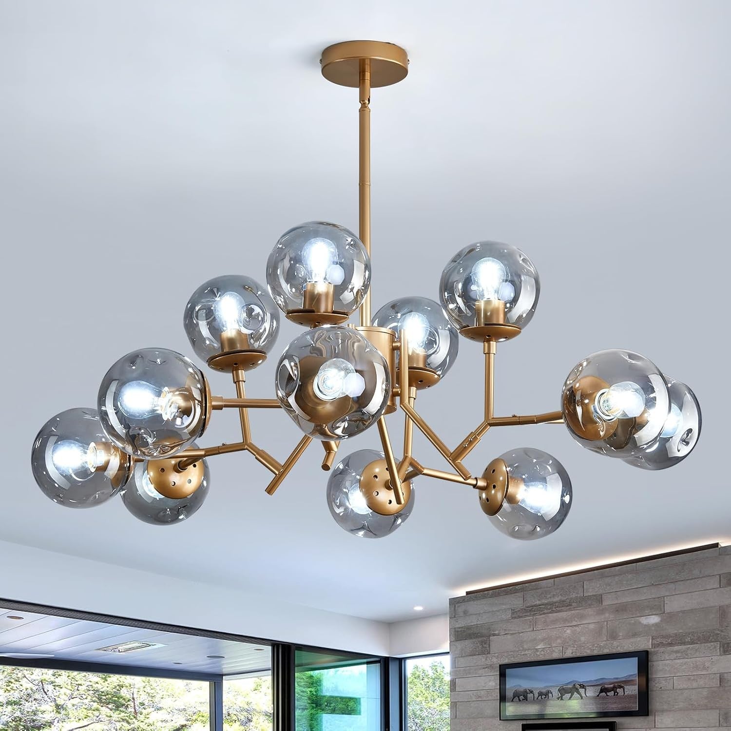 Breckett Modern Smoky Gray Glass Sputnik Chandelier