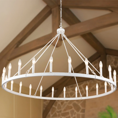 Raeth Farmhouse 24 Lights Wagon Wheel Candle Style Chandelier