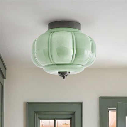 Ozita Retro Milk Glass Semi Flush Mount Eloise Ceiling Light
