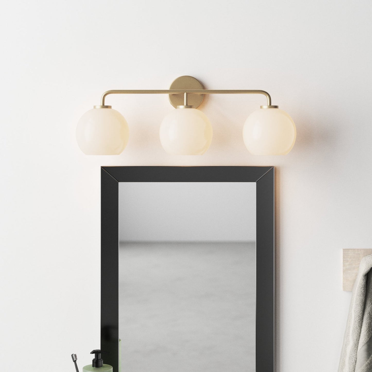 Ericka Farmhouse 3 Light Glass Globe Vanity Light