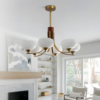 Juino Wood Farmhouse Milk Ball Sputnik Chandelier