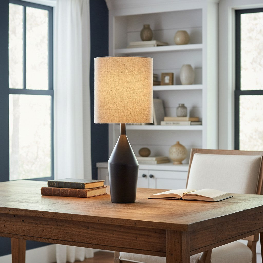 Daphne Vintage Ceramic Linen Shade Table Lamp