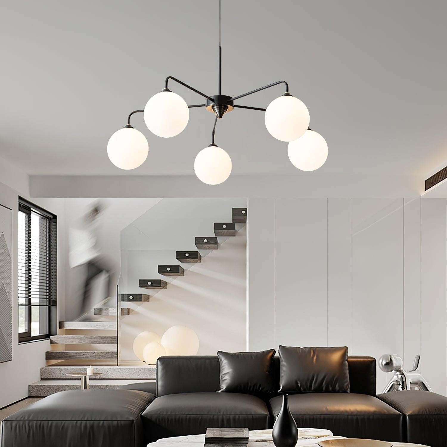 Maytoni Modern 5 Lights White Glass Globe Chandelier