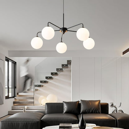 Maytoni Modern 5 Lights White Glass Globe Chandelier