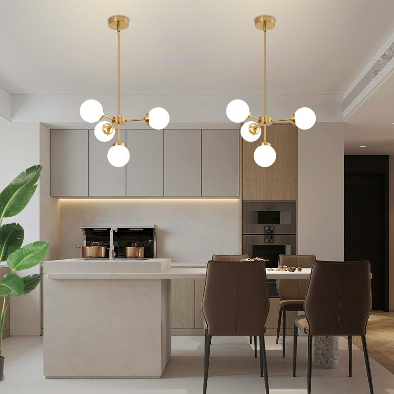 Aelithor 4 Light Opal White Glass Globe Chandelier