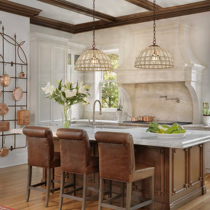 Zeldan Modern French Antique Bronze Dome Crystal Chandelier