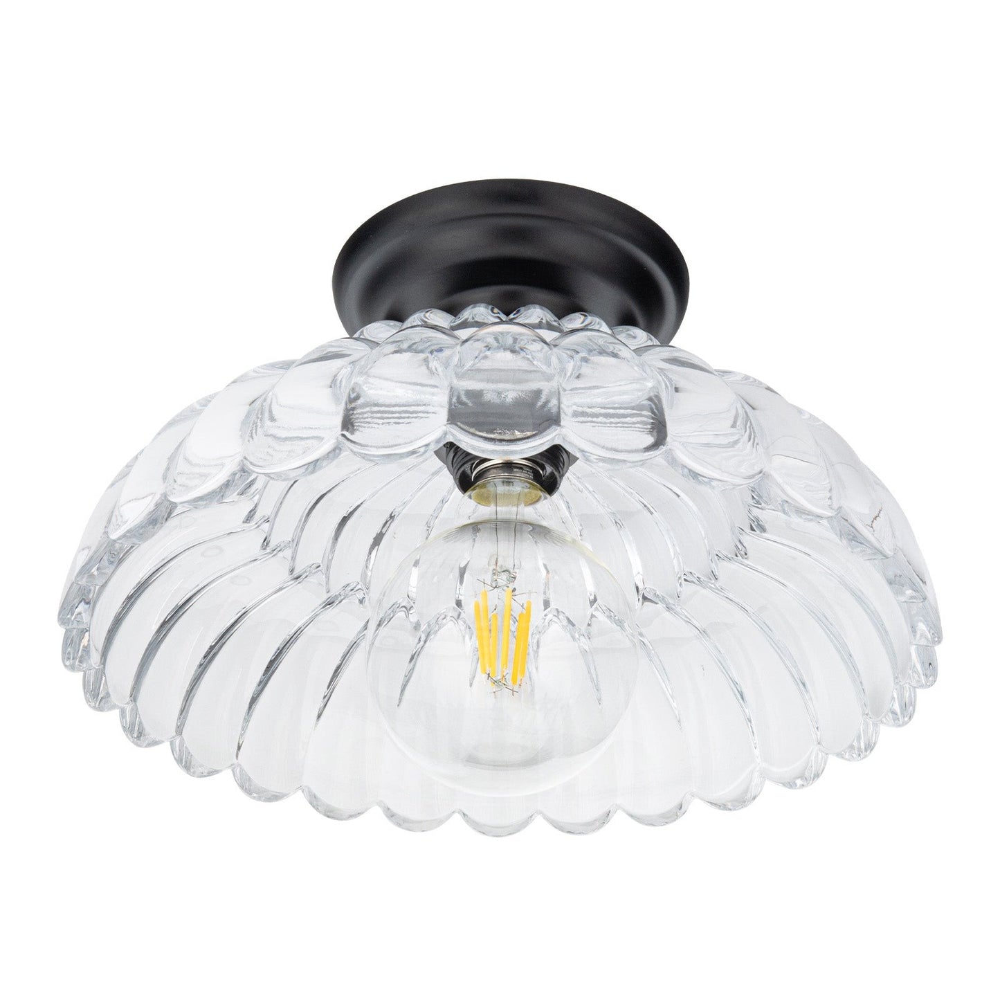 Fyxar Clear Glass Scalloped Flush Mount Light