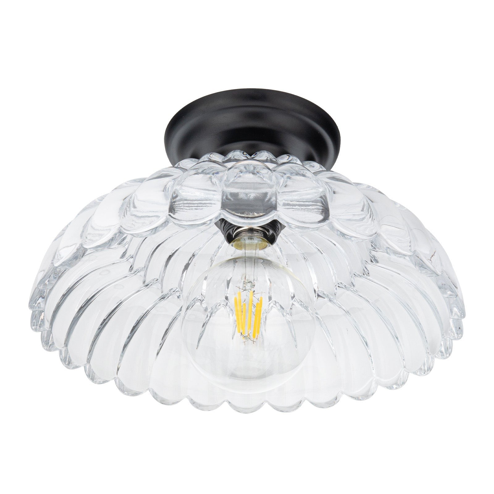 Fyxar Clear Glass Scalloped Flush Mount Light