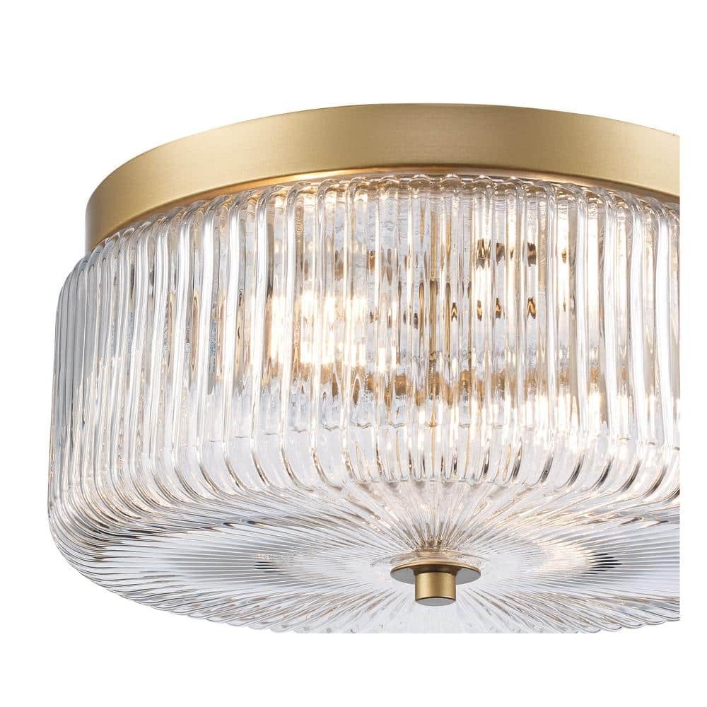 Pax Farmhouse Ribbed Glass Round Flush Mount Ceiling Light