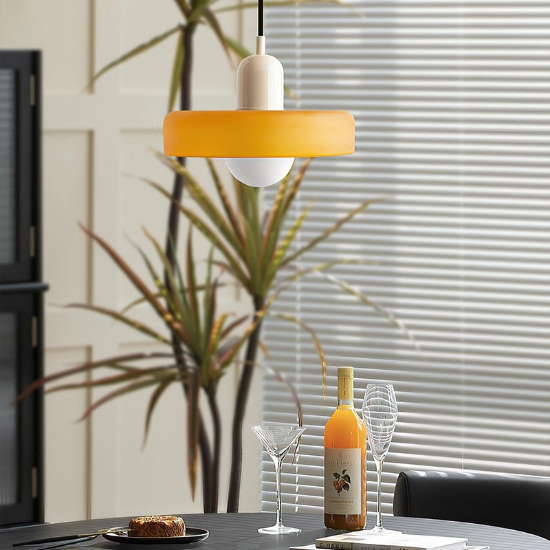 Xanadu Bauhaus Stained Glass Disc Pendant Light