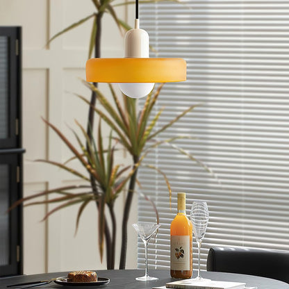 Xanadu Bauhaus Stained Glass Disc Pendant Light