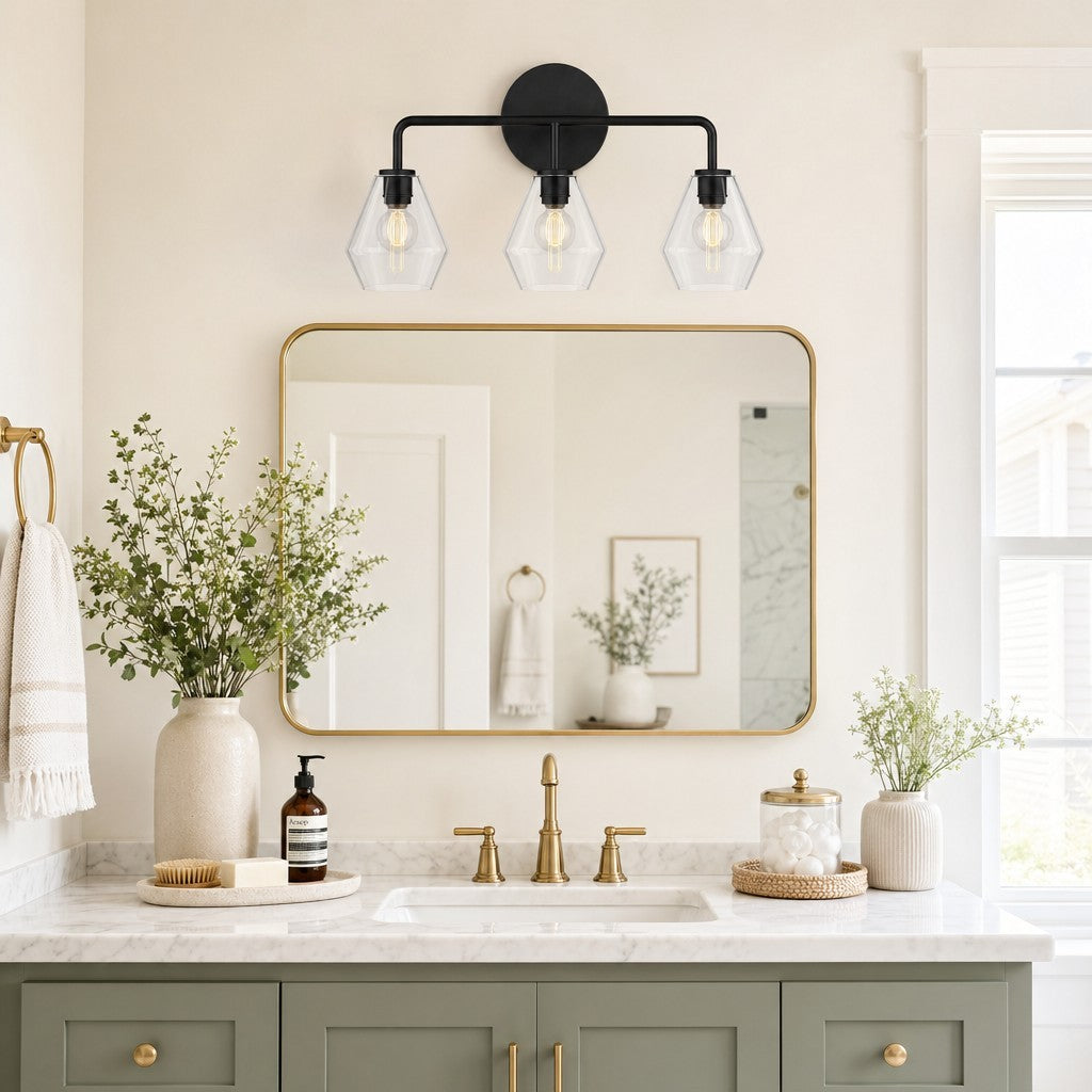 Astraelle Minimalist Glass 3 Heads Vanity Light