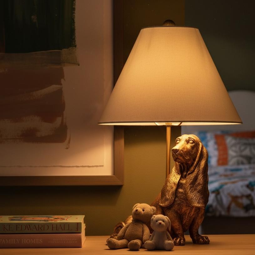 Aurea Unique Animal Table Lamp - Dog Sculptural Accent Lighting for Bedroom & Living Room