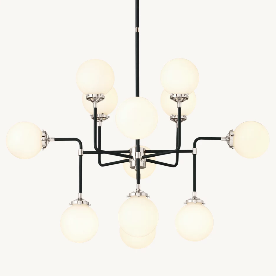 Ava Creative 12 Lights Globe Milk Glass Linear Chandelier