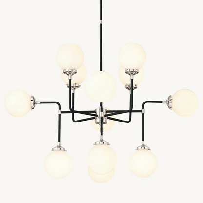 Ava Creative 12 Lights Globe Milk Glass Linear Chandelier