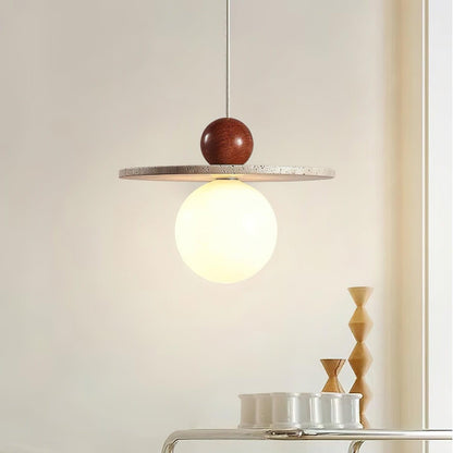 Jeremiah Cream Style Flying Disc Travertine Pendant Light