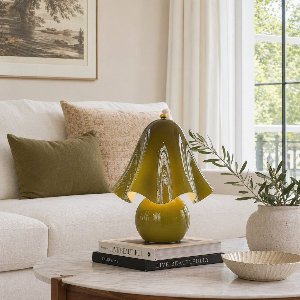 Catalina Modern Wavy Glass Petal Fazzo Table Lamp