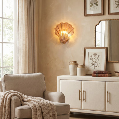 Neha Retro Shell-Shaped Glass Wall Light