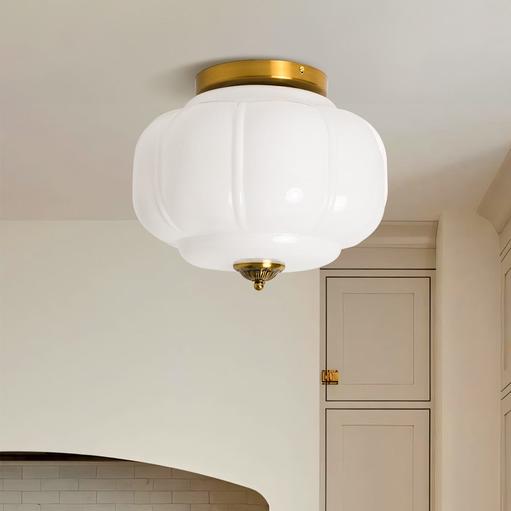 Ozita Retro Milk Glass Semi Flush Mount Eloise Ceiling Light