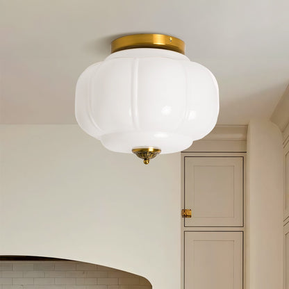 Ozita Retro Milk Glass Semi Flush Mount Eloise Ceiling Light