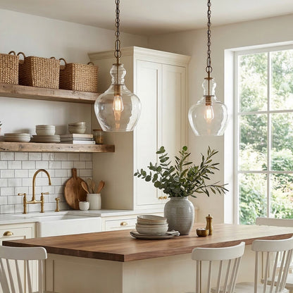 Yates Industrial Clear Glass Pendant Light