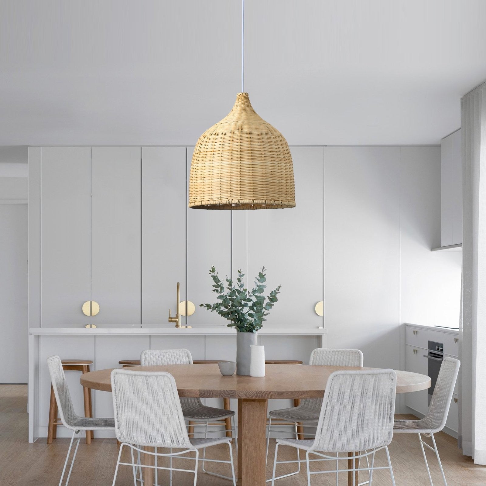Galatea Boho Bell Shaped Rattan Chandelier