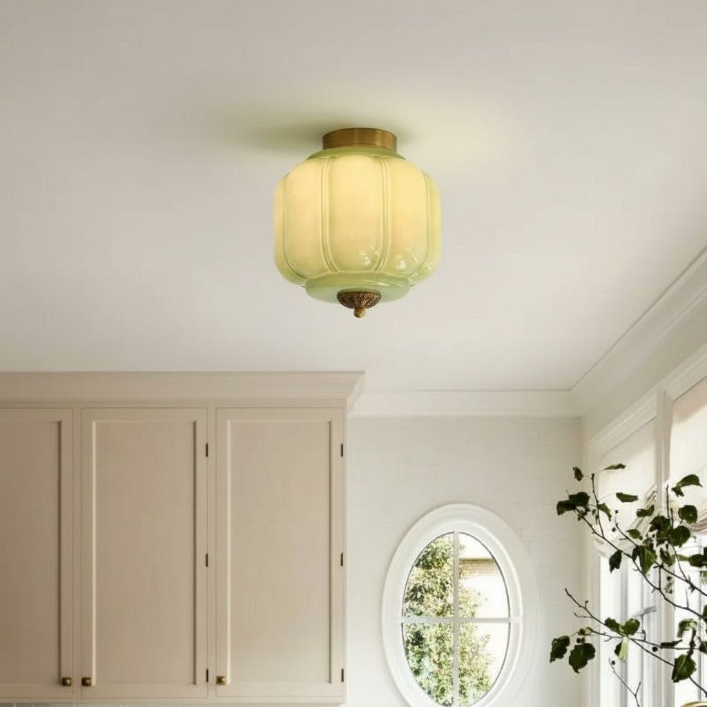 Conran Vintage Milk Glass Semi Flush Mount Eloise Ceiling Light
