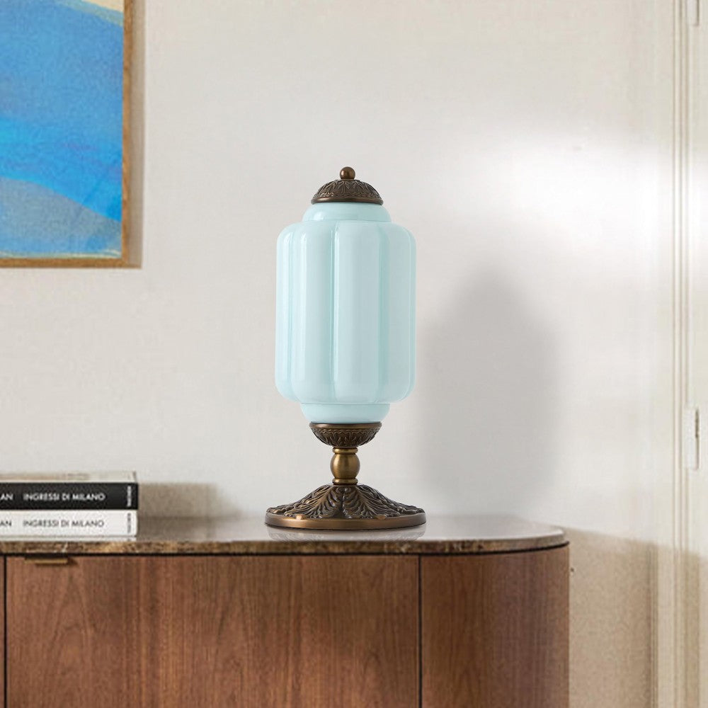 Nexos French Retro Cream Glass Textured Eloise Table Lamp
