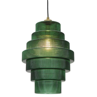Kaelyn Bottle Shade Stained Striped Glass Pendant Light