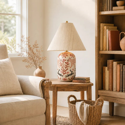 Daevon Retro Ceramic Linen Tapered Table Lamp