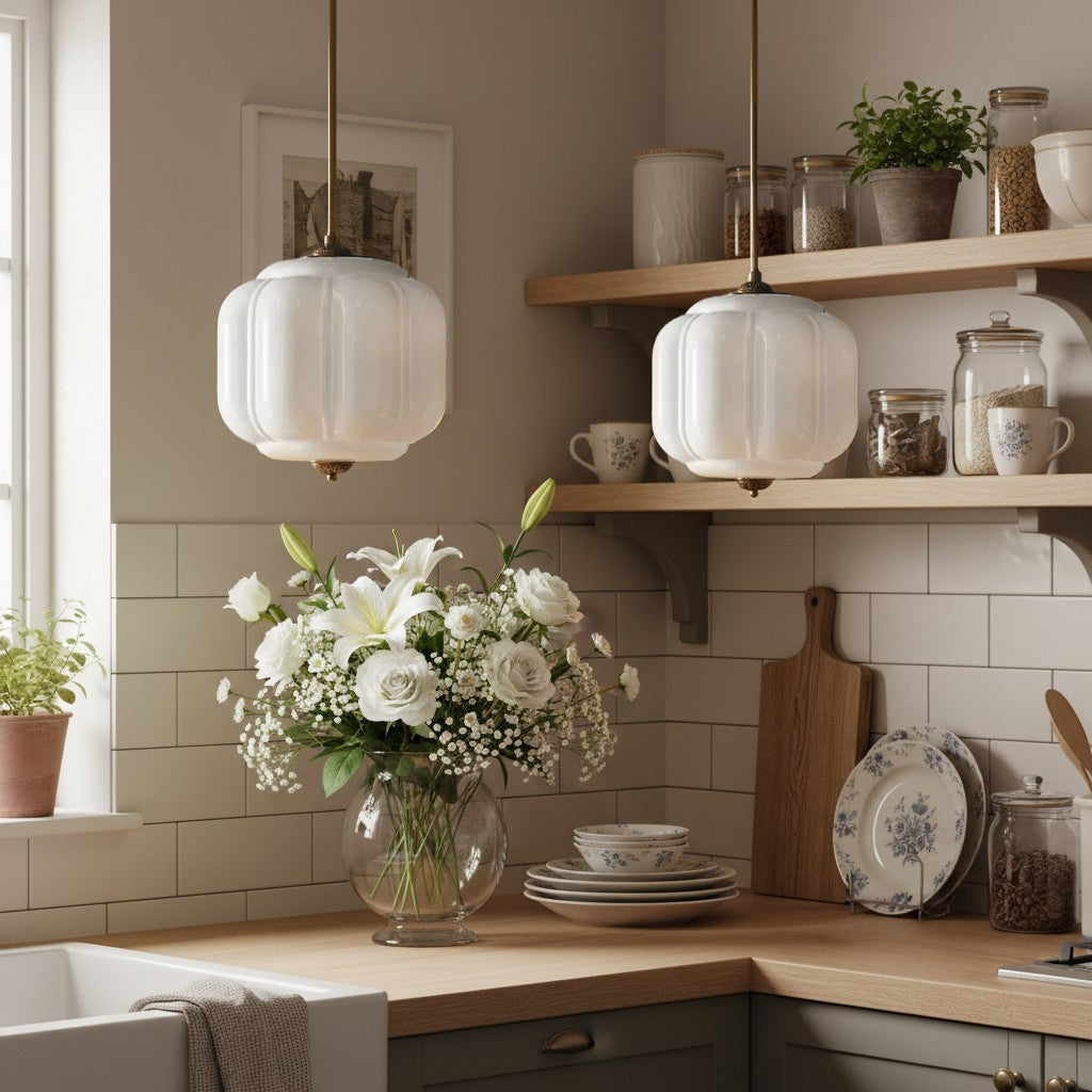 Myric Vintage Milk Glass Oiled Brass Eloise Pendant Light