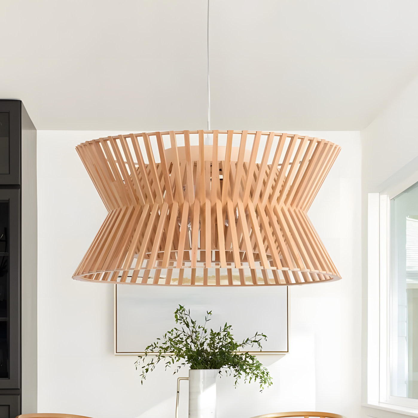 Freja Boho Wood Drum Chandelier