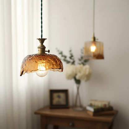Nyxalis Vintage Brass Glass Pendant Light