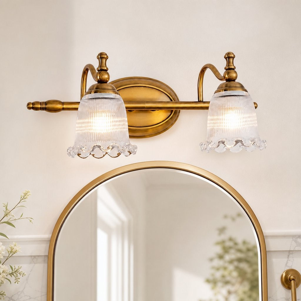 Cormac French Vintage Ribbed Glass Flower Wall Sconce