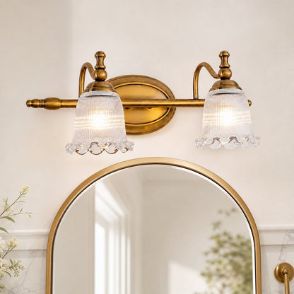 Cormac French Vintage Ribbed Glass Flower Wall Sconce