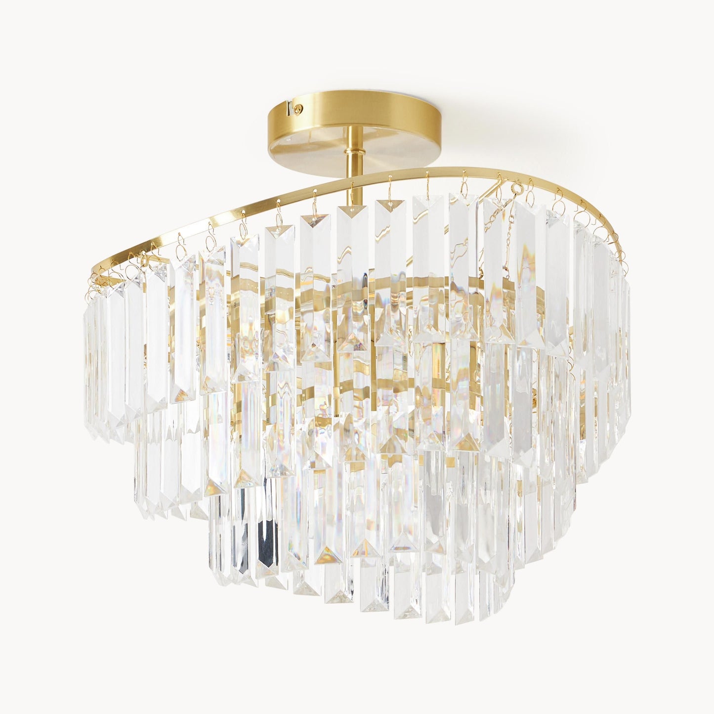 Deneuve Farmhouse Tiered Glass Brass Ceiling Light