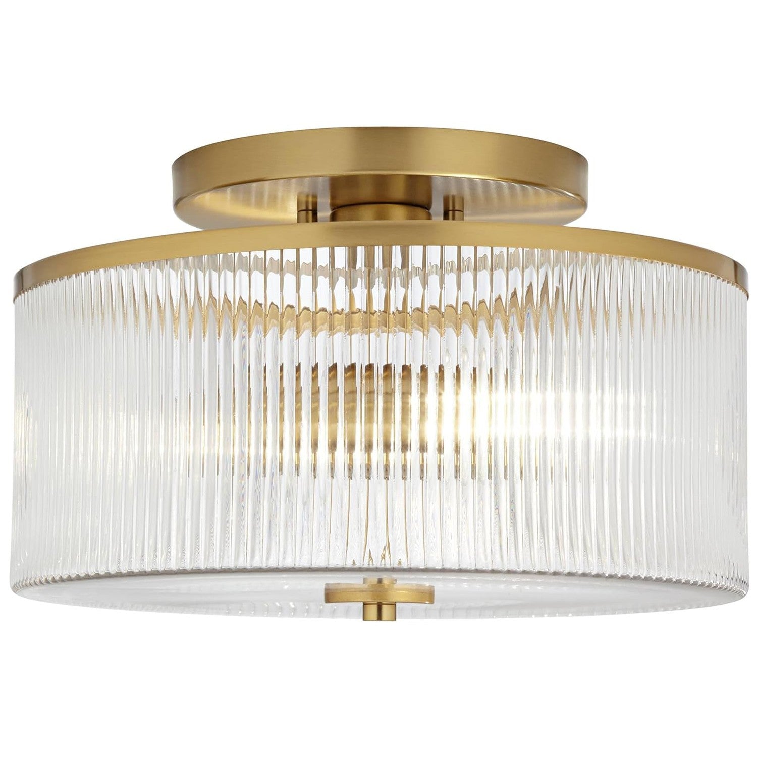 Claude Farmhouse Striped Glass Drum Ceiling Light