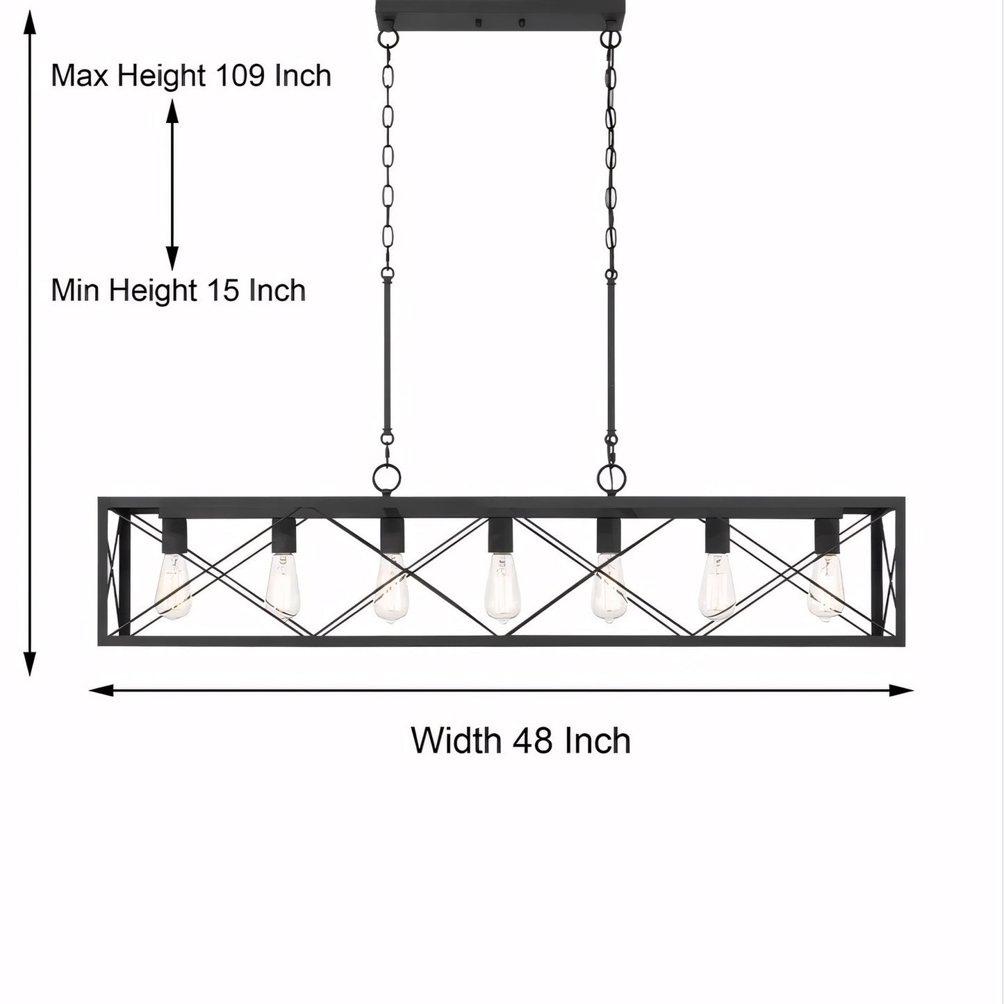 Wrylor Farmhouse 7 Light Steel Rectangle Chandelier