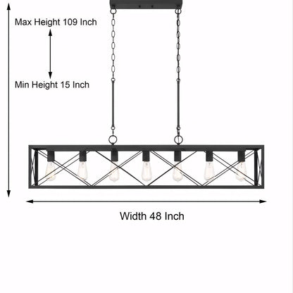Wrylor Farmhouse 7 Light Steel Rectangle Chandelier