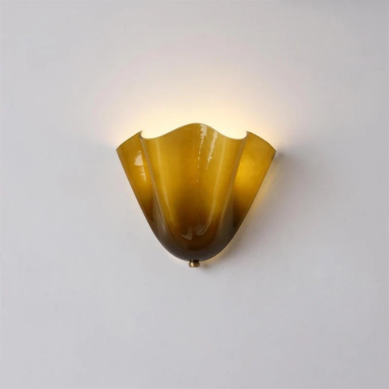 Kyrintha Mid-Century Skirt Shell Glass Fazzo Petalia Wall Sconce