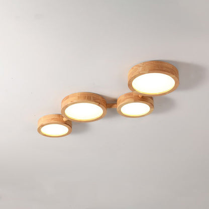 Phelith Modern Multi Heads Wood LED Ceiling Light