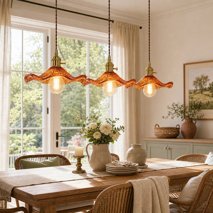 Liliana Retro Hibiscus Flower Glass Shade Pendant Light