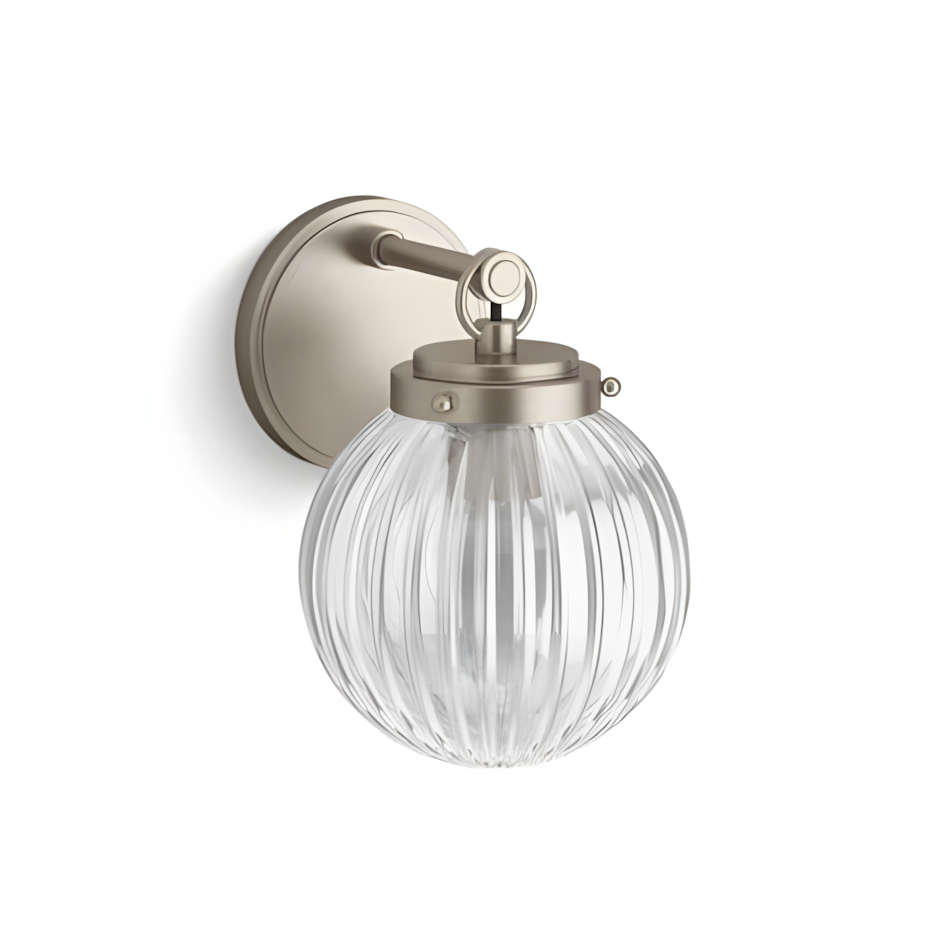 Briar Rustic Cooper Ribbed Glass Globe Sconce
