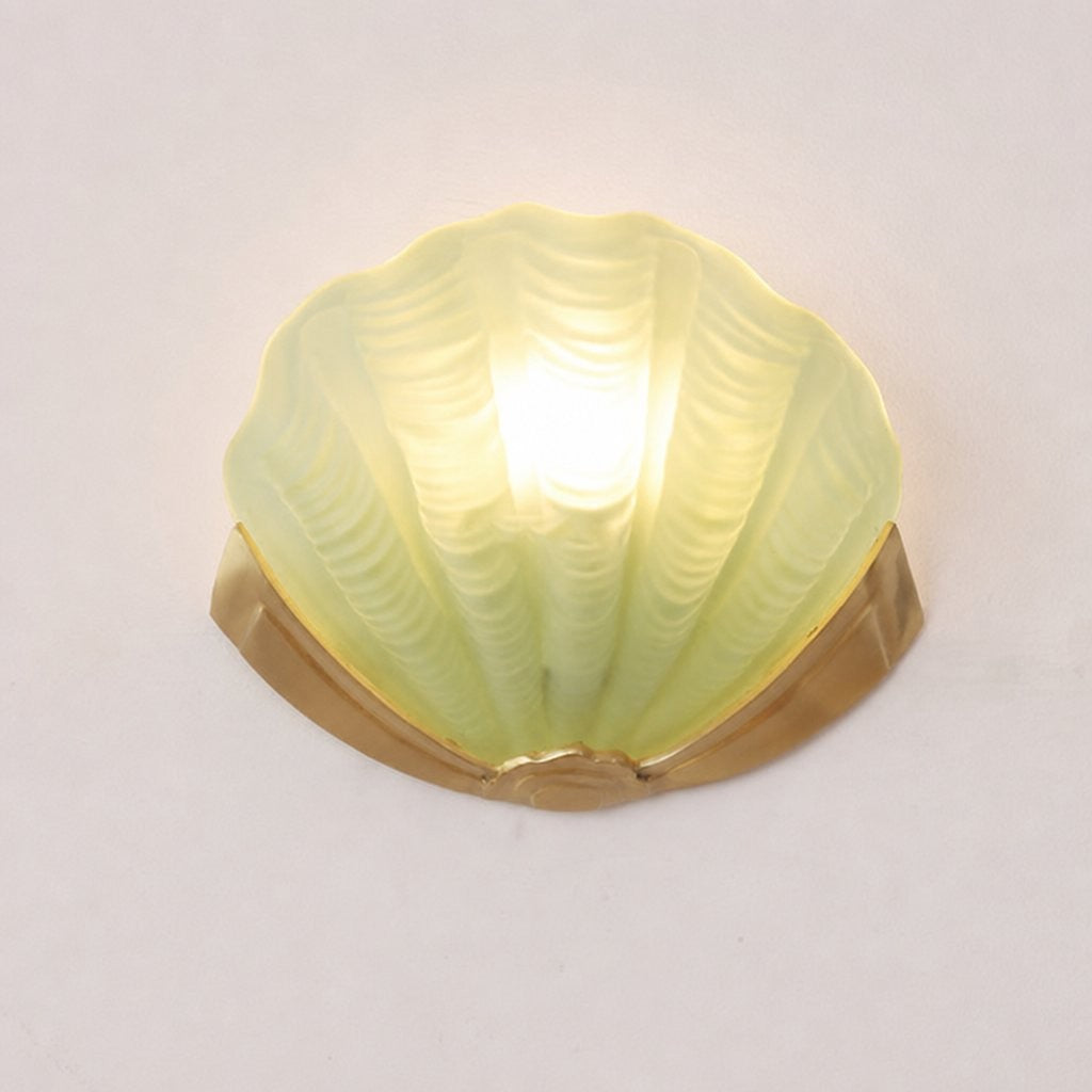 Keaton Modern Art Deco Brass Glass Seashell Wall Sconce