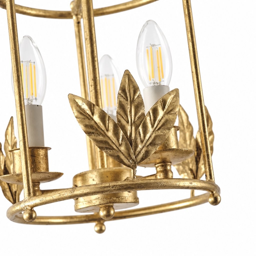 Bailee Vintage Decorative Leaf 3-Light Metal Lantern Pendant Light