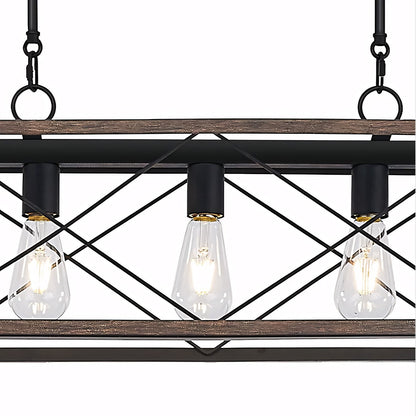 Wrylor Farmhouse 7 Light Steel Rectangle Chandelier