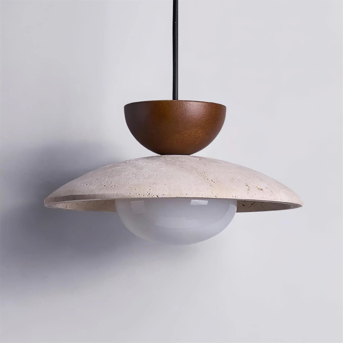 Tilda Modern Wabi-Sabi Travertine Dome Pendant Light